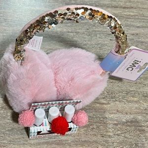 NWT IMG earmuffs with sequins for big girls and 3-pack nail polish set